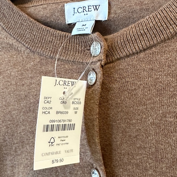 NWT J. Crew Women's Brown Jackie Cardigan - Sz M - Picture 2 of 4
